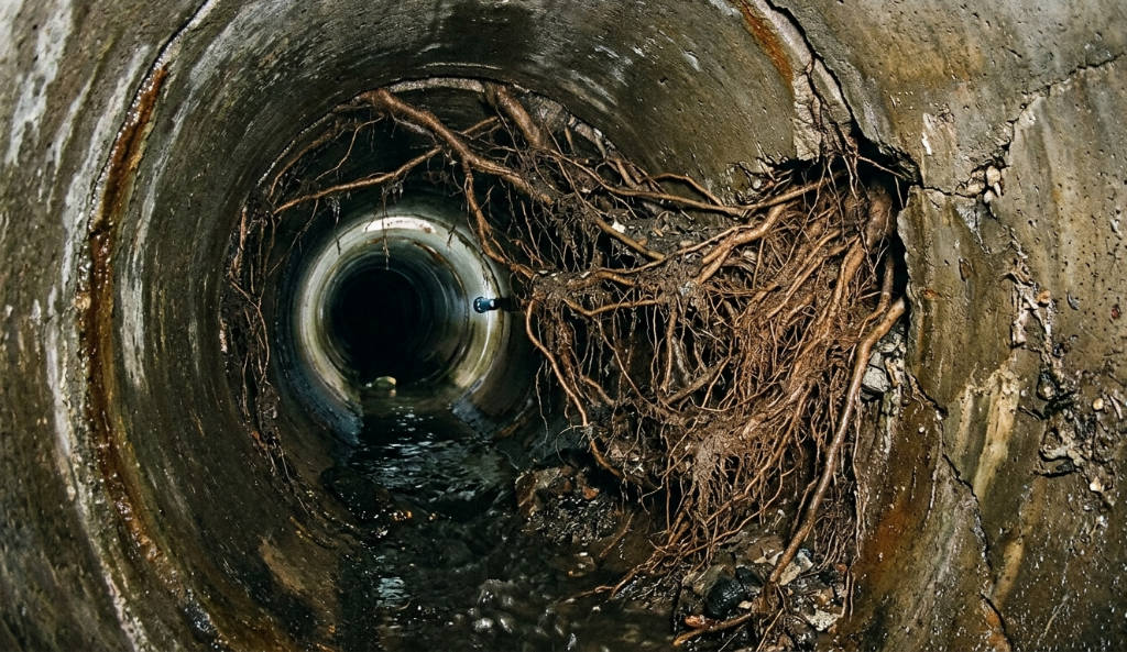 Racines dans les canalisation d'évacuation d'une résidence