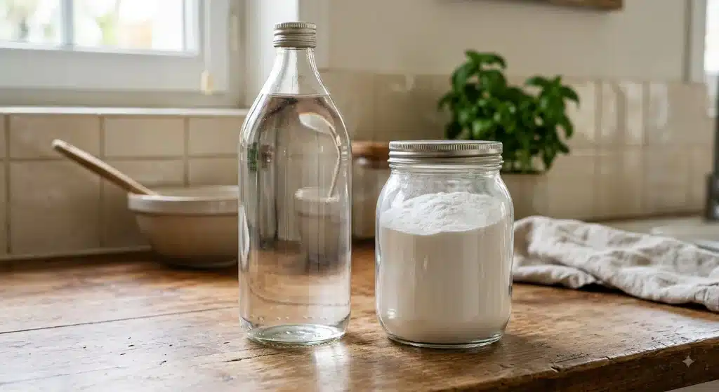 Vinaigre blanc et bicarbonate de soude